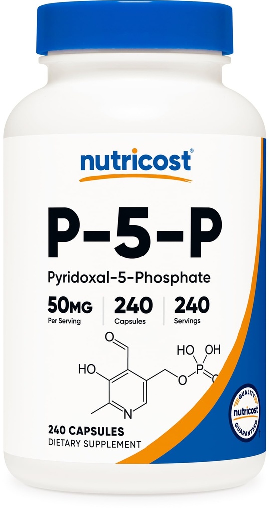 Nutricost P5P vitamin B6 dodatek 50mg, 240 Kapsle (Pyridoxal- 5-Fosfát) - Vegetarian Friendly, Non- GMO, gluten zdarma