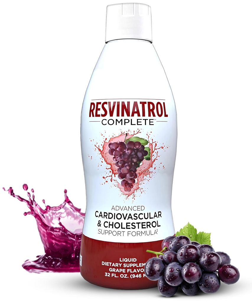 - 32 Fl. Oz. Advanced Liquid Cardiovactical & Cholesterol Support Formule - Liquid Resveratrol dodatek podporuje zdravé stárnutí, srdeční zdraví a energetické hladiny