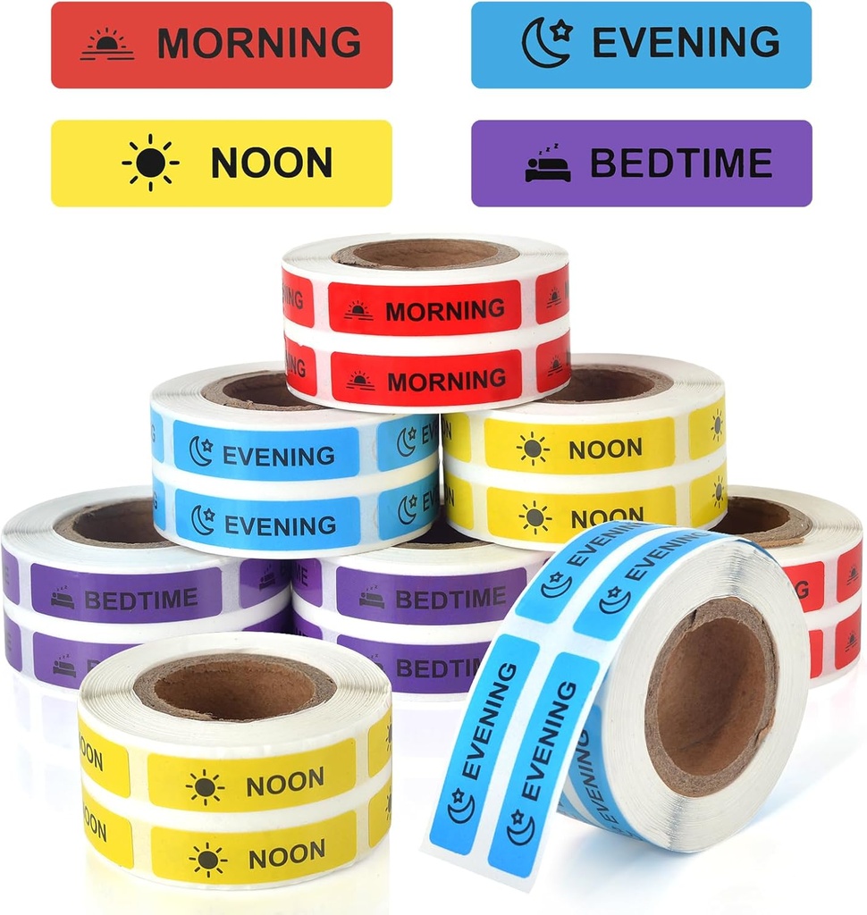 Lékařské nálepky Lékařské návody Nálepky na permanentní papír Nálepka ráno v poledne Večer Nálepky pro Pill Case Planner 0.4 * 1.6inch (Každý návrh 1000 listů)
