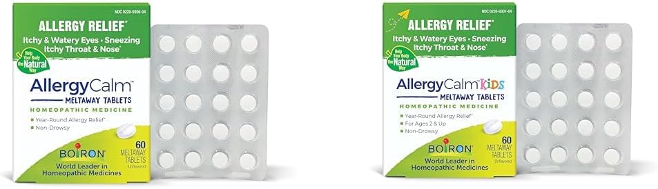 Boiron AllergyCalm Tablety pro alergiky Relief Bundle s dospělým 60 Počet a děti 60 Počet