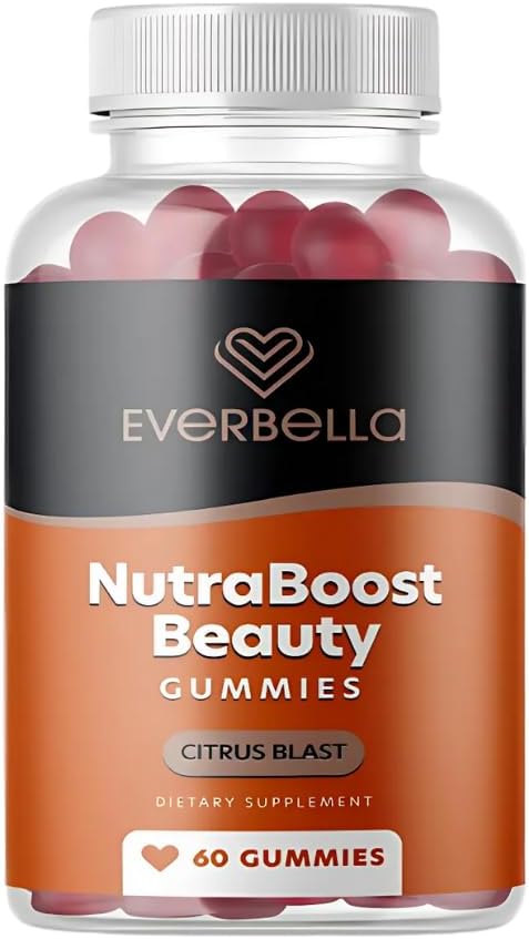 Nutraboost Beauty Gummies, Vegan Collagen Booster, Biotin, Kožní vlasy a nehty, Vitamin A, E, C, Citrus Flavor, 30 Day Supply, bez cukru