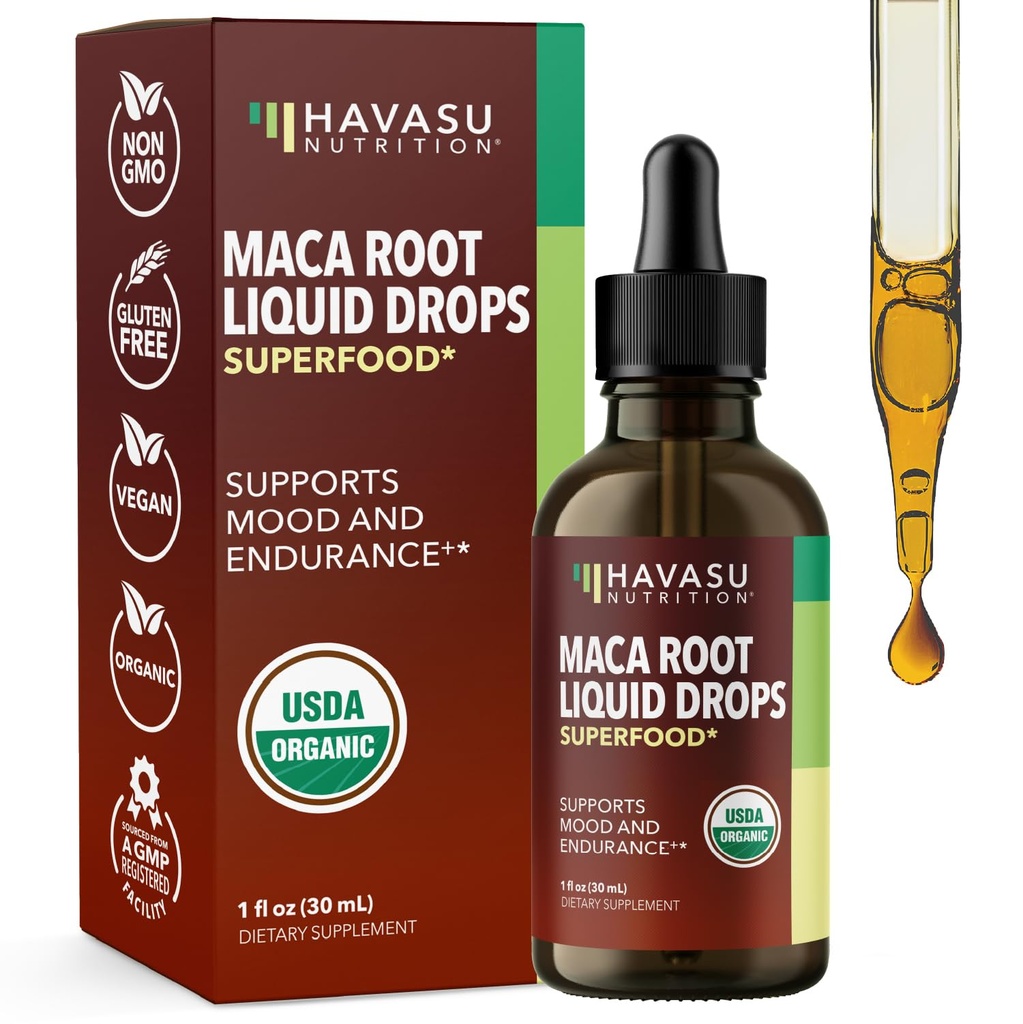 Organické Maca kořenové kapalné kapky - Podporuje Hormon Balance, Mood, a energie u žen a mužů - Lepidium Meyenii na podporu výkonu a vitality - Non- GMO, Vegan, Neochucené - 60 Služeb