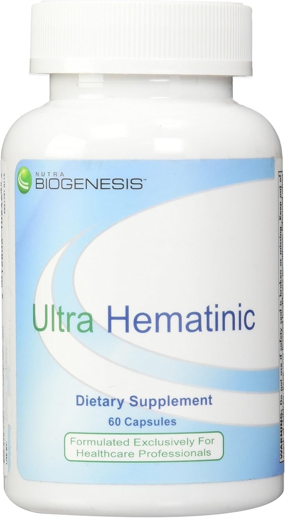 Nutra BioGenesis - Ultra Hematinic - Železo, B vitaminy a měď pro absorpci železa, RBC podpora a energie - 60 Kapsle