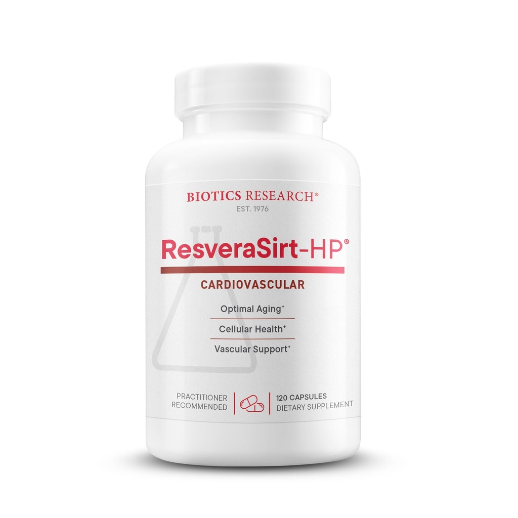 Biotika Výzkum ResveraSirt HP Vyhodnocen Dr. Mark Houston, Trans Resveratrol, Quercetin, Zvýšení aktivity sirtuin, Kardiovaskulární podpora, Srdeční energie, Cévní podpora, 120 Kapsle