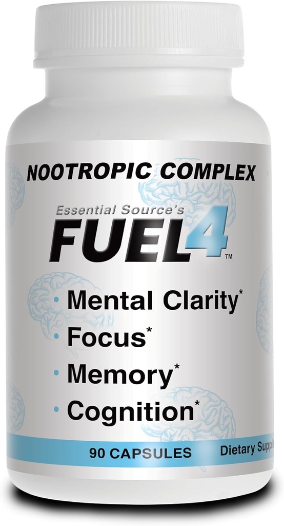 Fuel4 Nootropic Brain Supplement - Focus & Mental Clarity Kapsle s vitamínem D3, Ginkgo Biloba, Cognivia, Alpha GPC, DMAE & Huperzine A - Non- GMO, Made in USA - 90 Veggie Kapsle