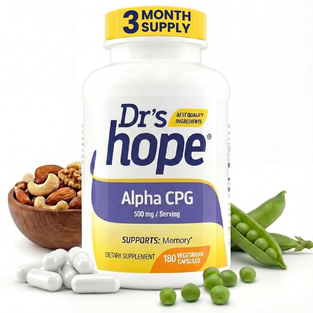 Alpha GPC 500mg, Alfa GPC dodatek - Podporuje paměťové a kognitivní funkce - 180 Veggie Kapsle, Made in USA