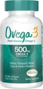 OVEGA-3 Plant- Based Omega-3 z Algal Oil Denní dodatek, 500mg, Podporuje mozek, Oko & srdce zdraví, Dva mini softgels za den, 60 Počet