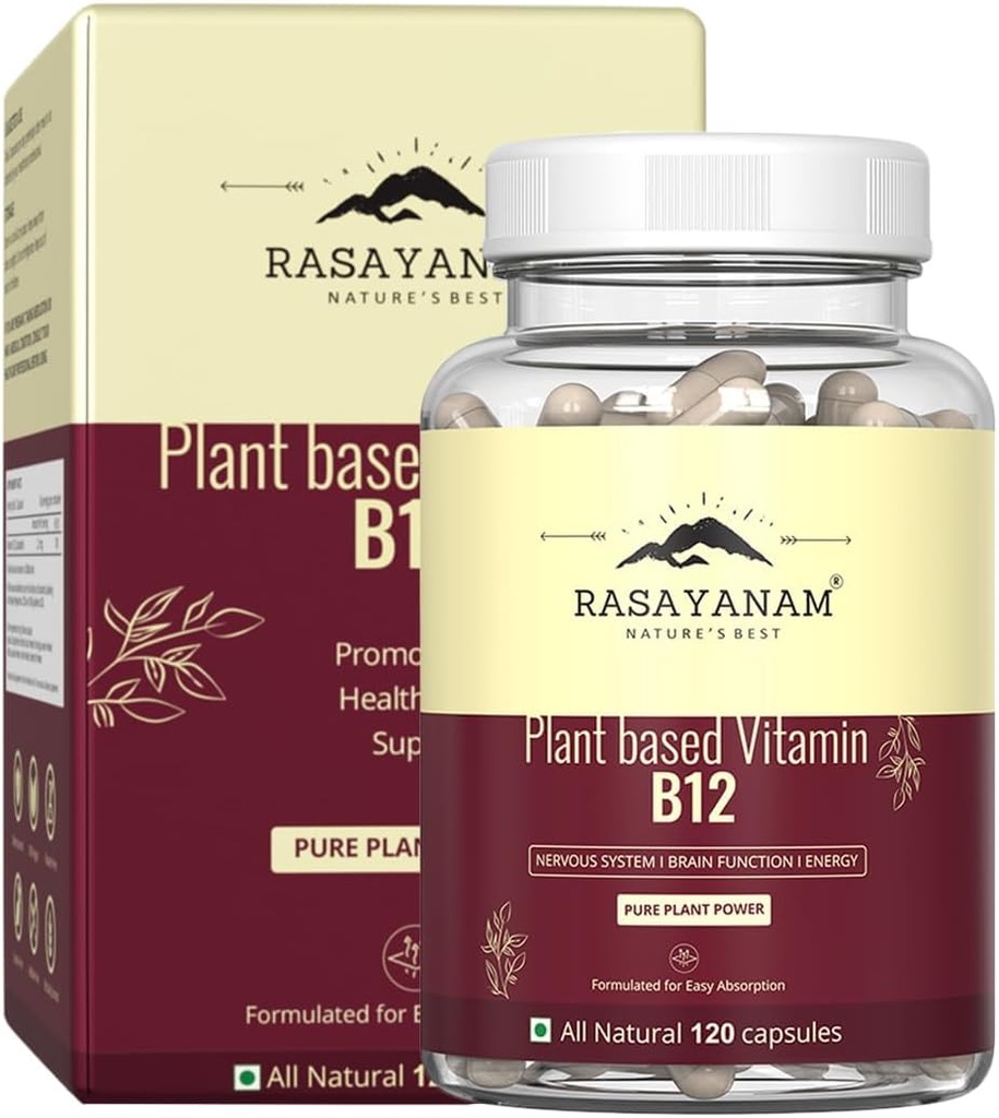 Doplněk stravy vitaminu B12 pro muže a ženy 124; Organická formalizace pro vegetariány a vegany na podporu nervového systému a mozkové funkce, Caplet