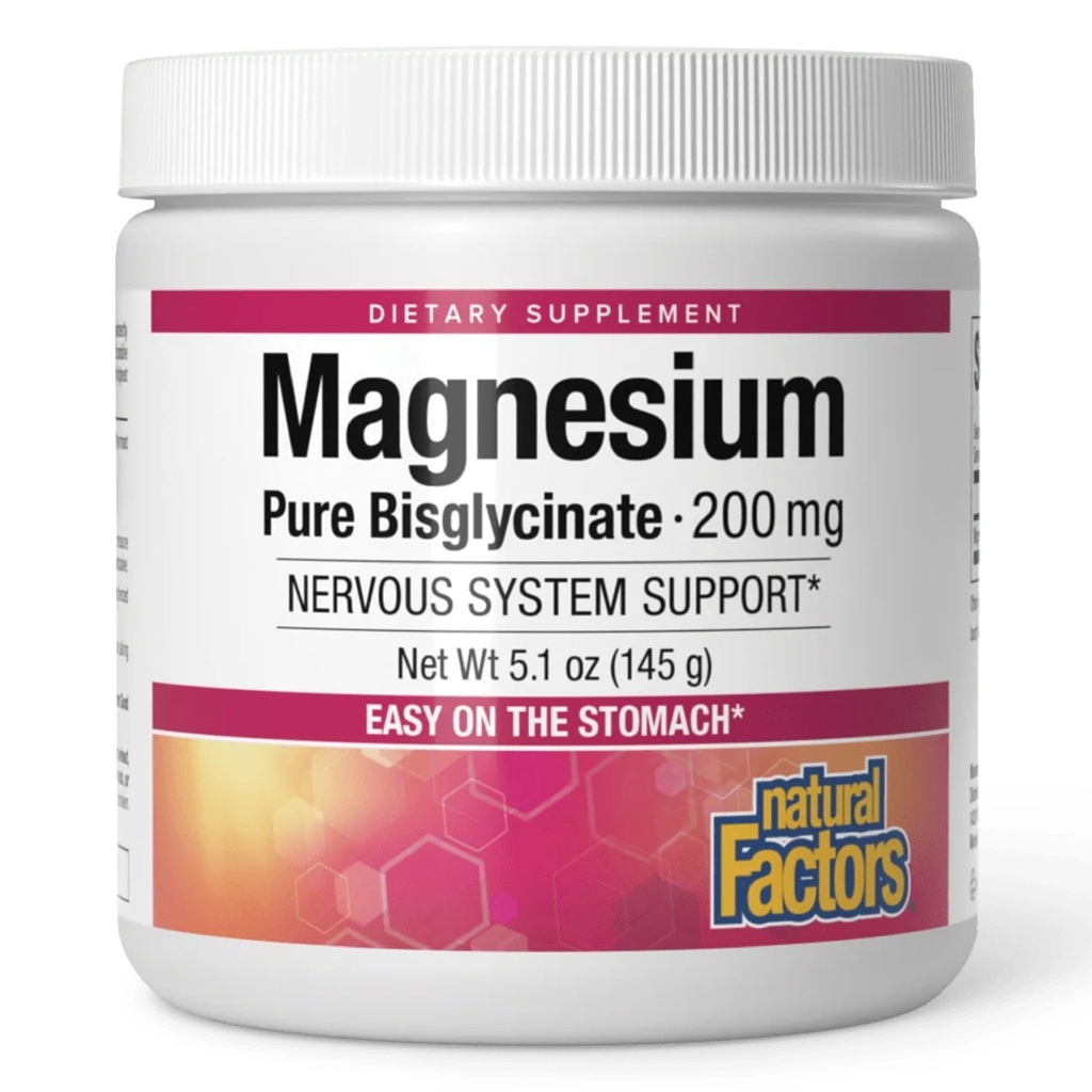 Přírodní faktory Magnesium Bisglycinát Powder - Whole- Body Health Support Supplement - Přírodní doplněk hořčíku podporuje sílu a zdraví kostí - 5.1 oz (50 Služeb)