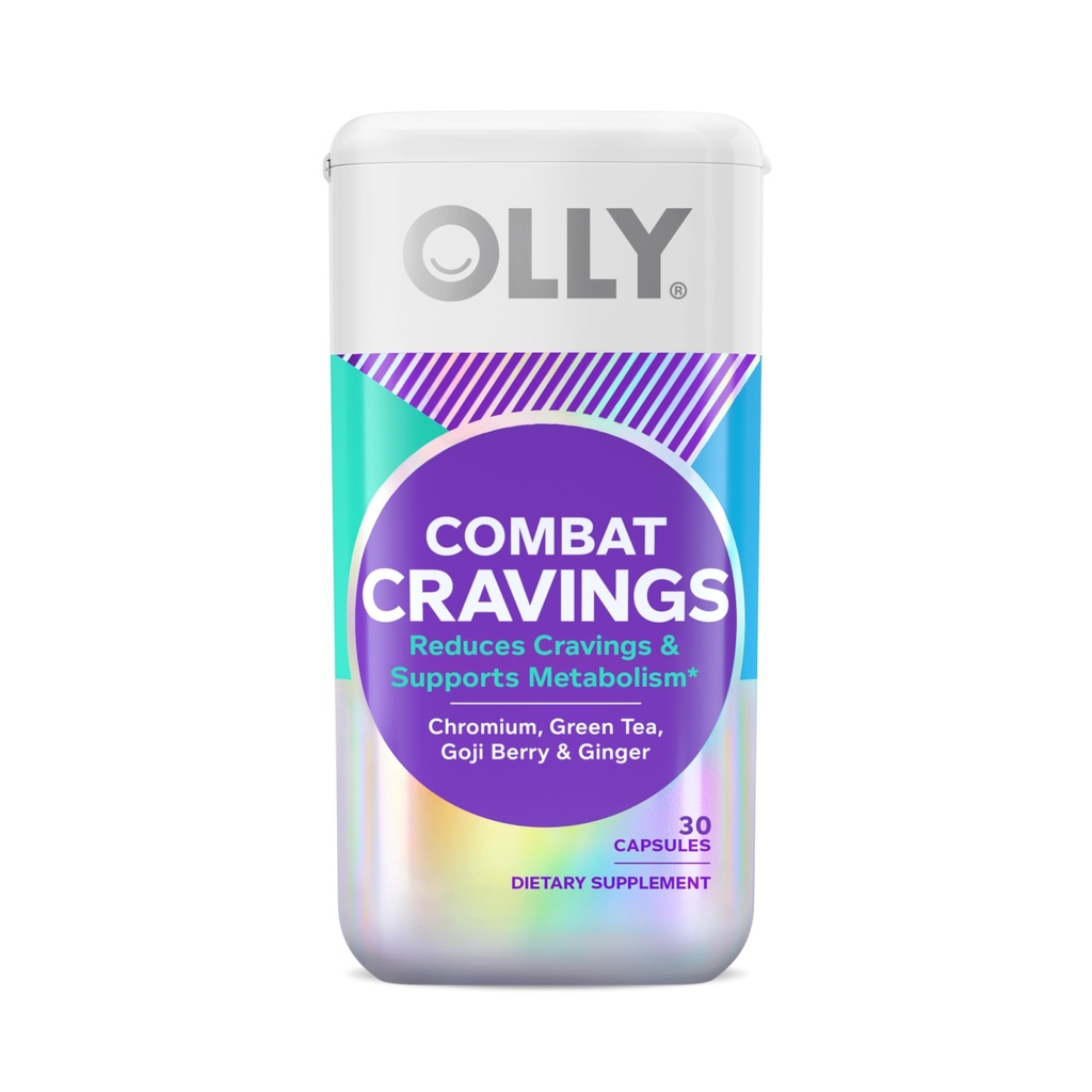 OLLY Combat Chuť, Metabolismus & Energy Supplement, 1000 mcg Chromium, Green Tea, Goji Berry, Ginger - 30 Počet