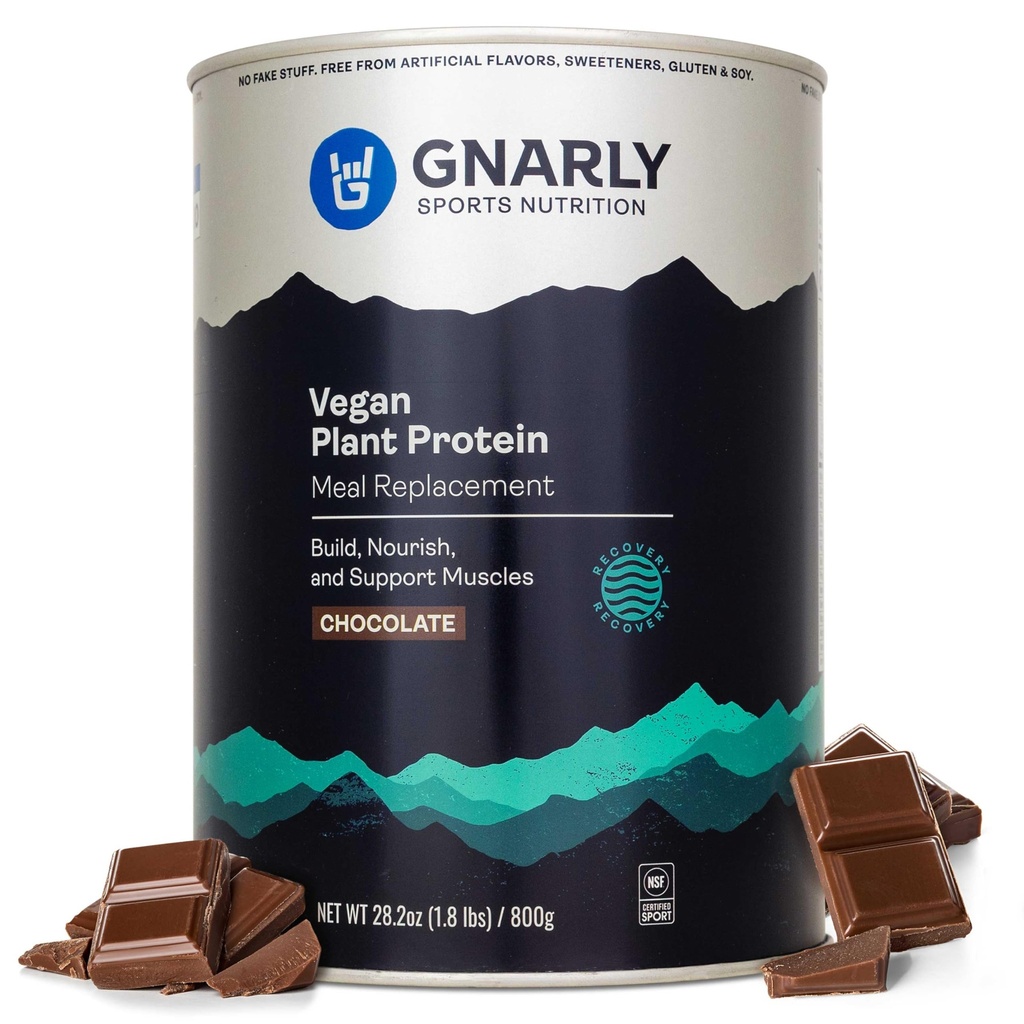 Gnary Nutrition Vegan Plant Protein - Chocolate Vegan Protein Powder, NSF Sport Certified - Jídelní náhrada, Denní Nutritional Boost - Laktóza Volný prášek - Čokoláda, 28.2 oz