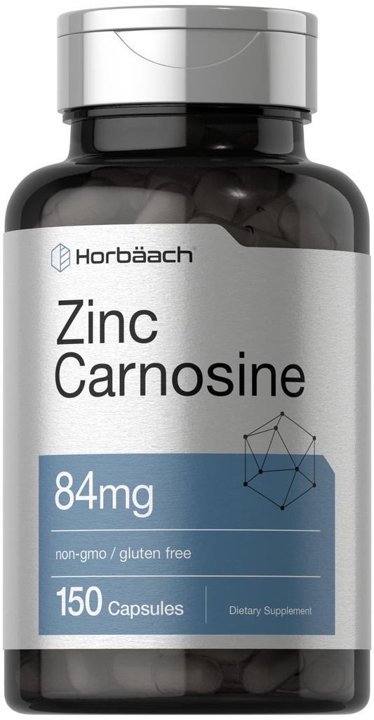Horbäach zink Carnosinus dodatek 124; 84mg na kapsli 124; 150 Počet 124; Non- GMO & Gluten zdarma