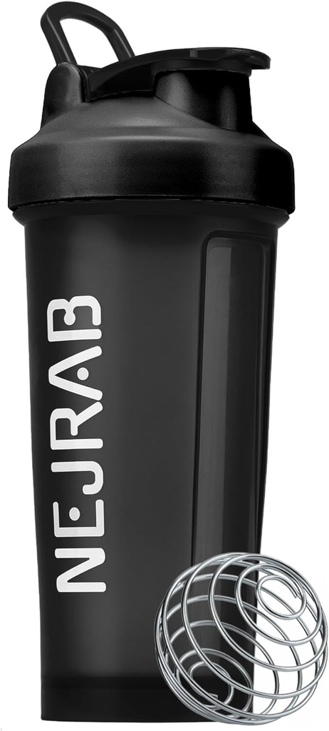 Protien Shaker Lahev s drátěnou Whisk Ball, Blender Lahve pro Protien Mixes, Protein Shaker Cup, 28-Ounce, Protein Shaker Lahvička, Protein Shake Lahvička (Black), Medium, NJB 28-Oz