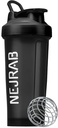 Protien Shaker Lahev s drátěnou Whisk Ball, Blender Lahve pro Protien Mixes, Protein Shaker Cup, 28-Ounce, Protein Shaker Lahvička, Protein Shake Lahvička (Black), Medium, NJB 28-Oz
