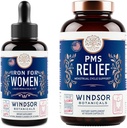 BOTANICALY WINDSOR Liquid Iron and PMS Relief Capsules Womens Bundle