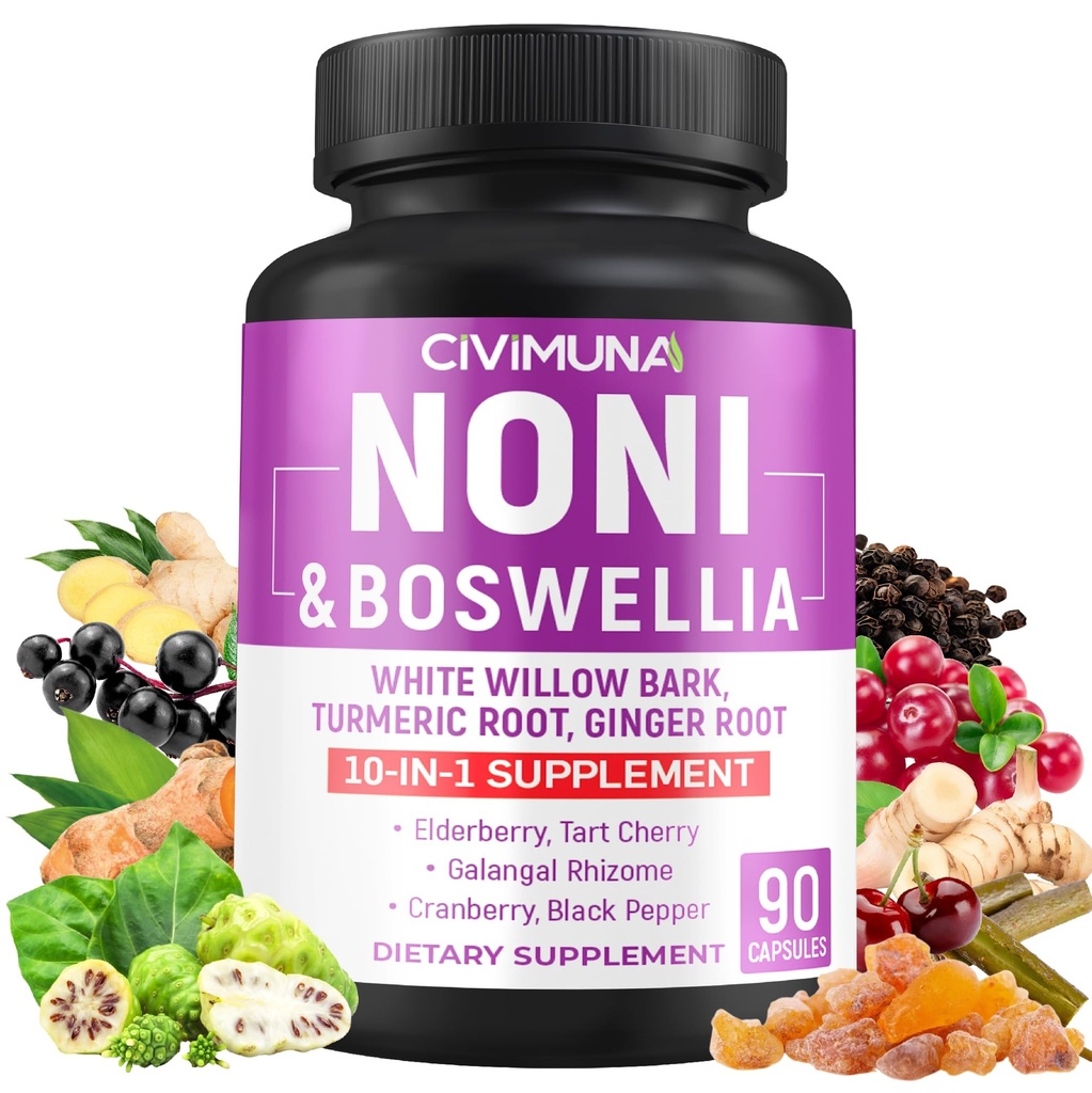 Noni Kapsle s Boswellia, White Willow Bark, Turmeric, Ginger Root a další - 90 Kapsle pro 3 měsíce Dodávka