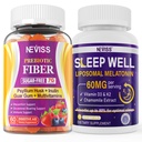 NEVISS Prebiotický fiber 7G Gummie pro dospělé + Melatonin 60 mg pro dospělé Bundle
