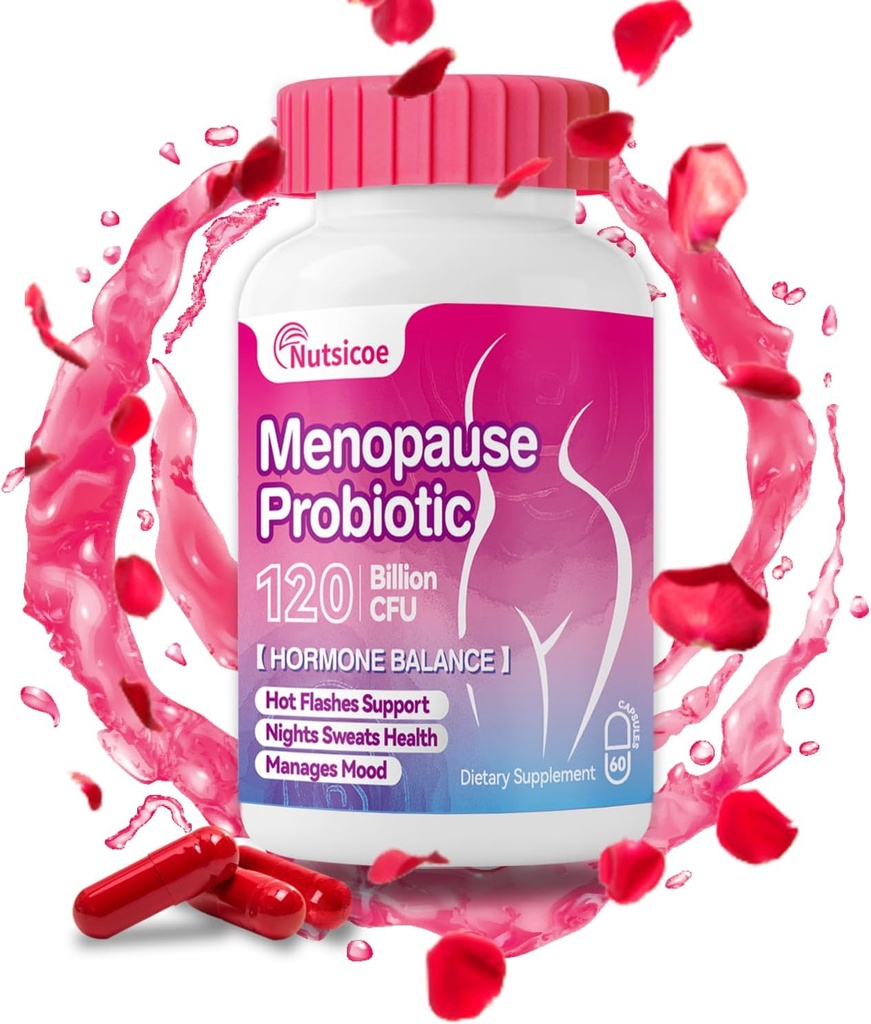 Dámská menopauza Dodatek - 120 Miliarda CFU Ženské Probiotika pro pH Balance - All- Přírodní Probiotika pro horké návaly, Noční poty, Mood Swings & Hormon Balance - 60 Kapsle