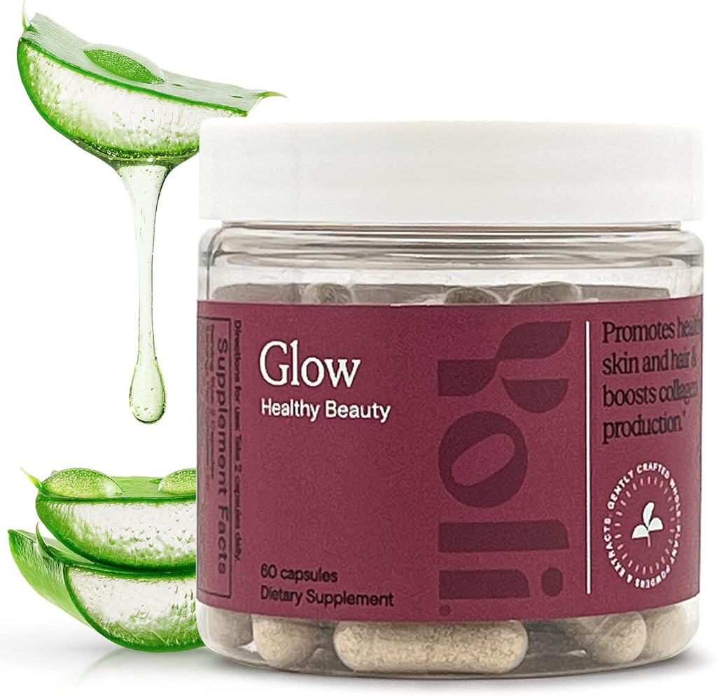 Yoli ® Glow Biotin & Collagen doplňky - Vlasy, kůže a nehty Formule - Denní Multivitamin pro ženy s esenciální vitaminy a minerály - 60 Kapsle