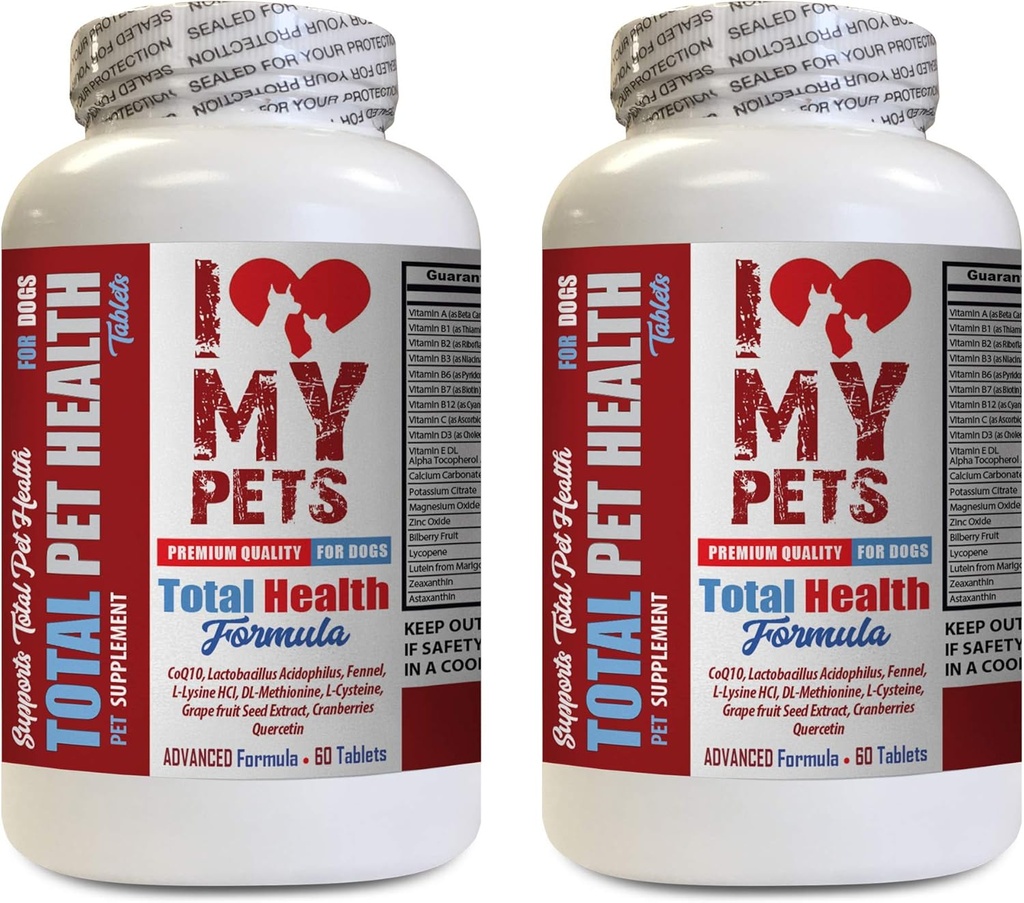 I LOVE MY PETS LLC Dog Imunity - Dog Total PET Health - Premium Formule - Nejlepší komplex - Dog Vitamin a - 2 láhve (120 jídel)