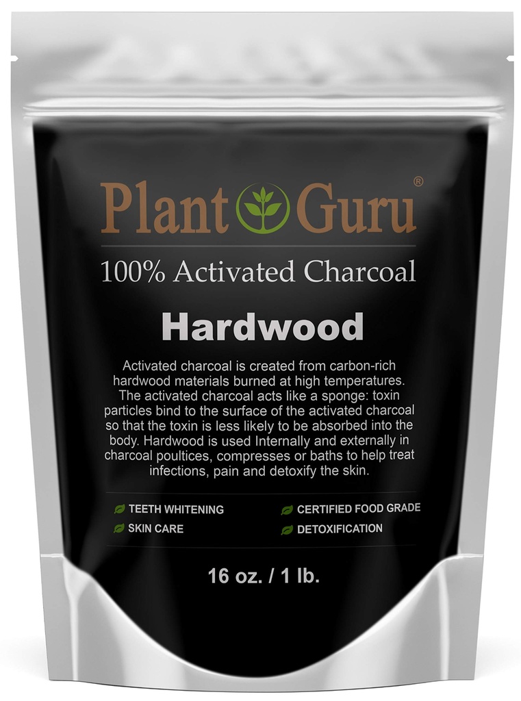 Aktivovaný Charcoal Powder 1 LB. Hardwood - Potraviny stupeň Kosher Non- GMO - Bělení zubů, Maska obličeje a mýdlo. Podporuje přirozenou detoxikaci a pomáhá trávení
