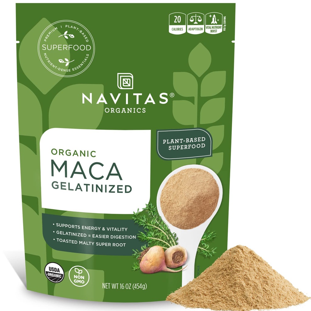 Navitas Organics Maca Gelatinized Powder, 16 oz. Bag, 90 Servings - Organic, Non- GMO, Gluten- Free (balení po 1)