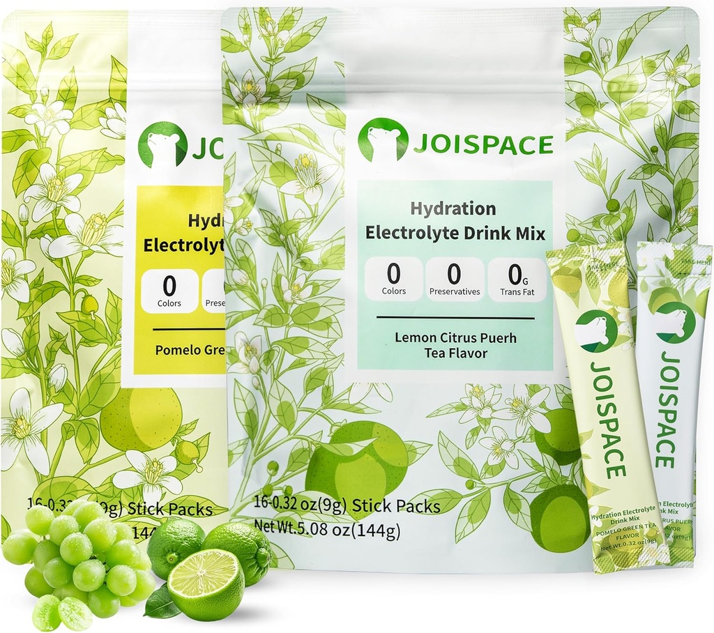 JOISPACE Electrolyte Drink Mix s čajem Polyfenoly CLANE124; Rychlá hydratace & Electrolytes Boost CLANE124; Non- GMO, Vegan, gluten- Free CLANE124; Pomelo Tea CLANETONEM LIME Tea, 32 Služeb