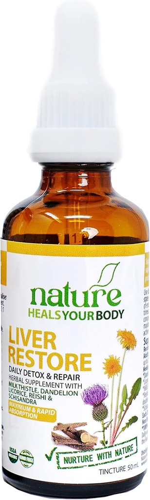 Obnova jater - Bylinná tinktura - pro podporu a detox jater - Mléko Thistle Short124; Pampeliška 124; Lékořice 124; Reishi Short124; Schisandra - Organic Herbs (50 ml balení po 1)