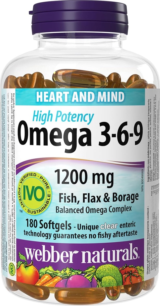 Webber Naturals High potency Omega 3-6-9, 180-Count