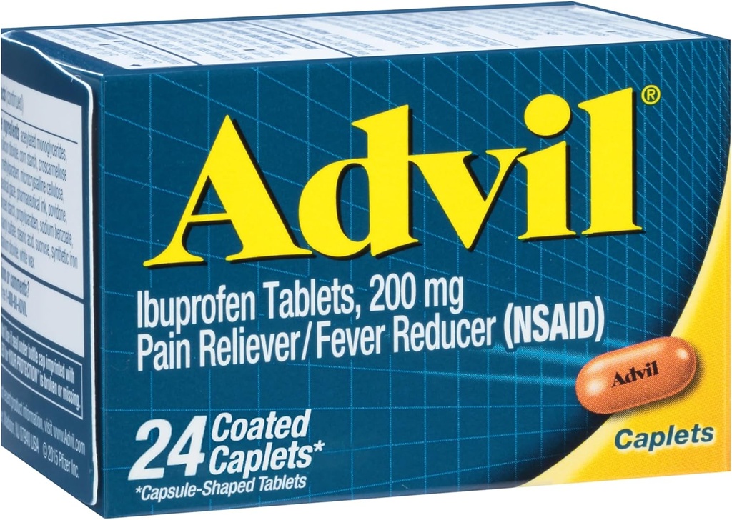 Advil Ibuprofen Obalené Caplet Pain Reliever a Horečka Reducer 200 miligram 24Ct