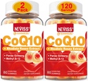 NEVISS Sugar Free CoQ10 Plněné gumy s vitaminem B12 1000mcg, Rhoddiola Rosea a Panax Ginseng Extract, Vitamin B6, Koenzym Q10 dodatek, 2 Pack