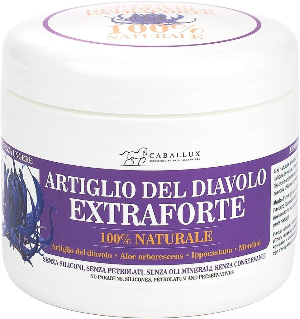 Devil 's Claw Strong Gel 100% přírodní - obohacené o italskou Aloe Arborescens, Koňský Kaštan, Menthol pro svalovce a klouby - 17 Oz