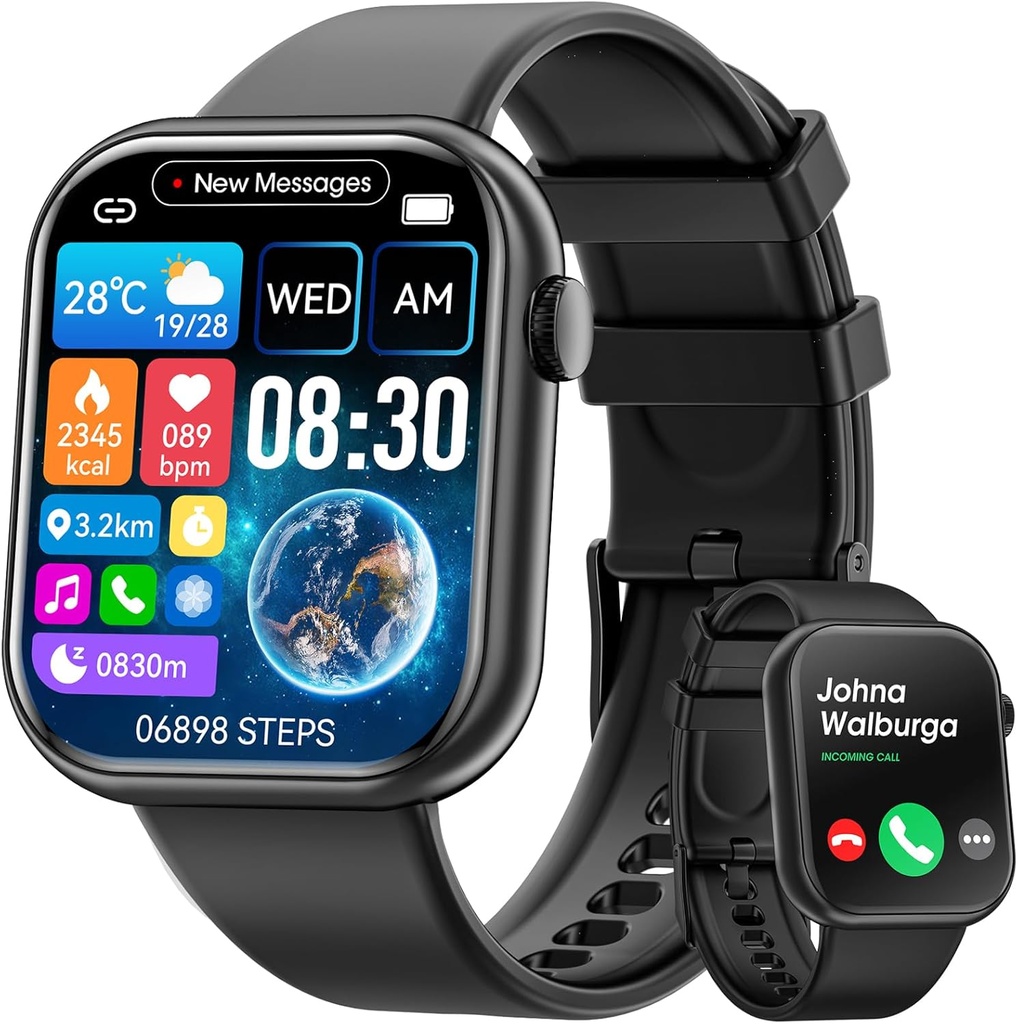 Hwagol Smart Watch (Odpověď / Make Call) 1.85inch Fitness Tracker, DIY Dials / Pedometr / Calories / Multiple Sport Modes / Voice Asistent, Smart Hodinky pro muže Ženy Android iOS telefony