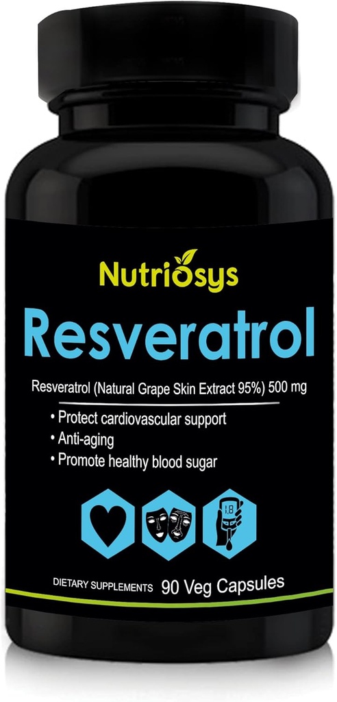 Resveratrol 500mg dodatek 124; Resveratrol Kapsle pro antioxidační podporu a buněčné zdraví 124; Nutriční dodatek pro muže a ženy 124; 90 Veg Kapsle pro General Wellness