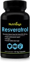 Resveratrol 500mg dodatek 124; Resveratrol Kapsle pro antioxidační podporu a buněčné zdraví 124; Nutriční dodatek pro muže a ženy 124; 90 Veg Kapsle pro General Wellness