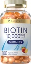 Carlyle Biotin 10000mcg Gummies PHAR124; 100 Počet 124; Peach Flavor dodatek PHAR124; Vegan, Non- GMO, gluten zdarma