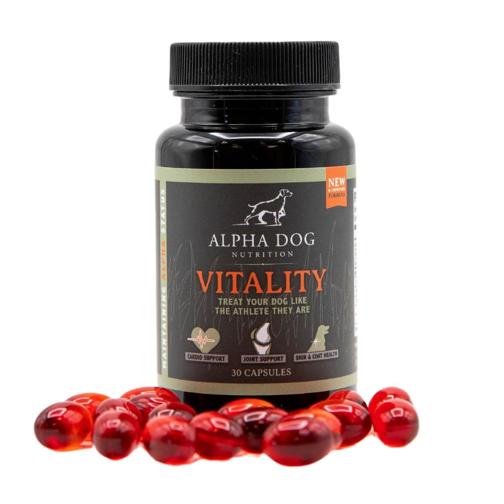 Krill Oil for Dogs - Vitalita od Alpha Dog Nutrition - Redukuje alergie na psy, Itchiness, & Pouzdro - Podporuje zdravou pleť a kabát
