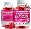 Quercetin Gummies - 2500MG s Bromelain, L- Theanine & Zinc Vegan Imunitary Supplementary Supplementary for Kids & Dospělí - Alergie Relief & Lung Health