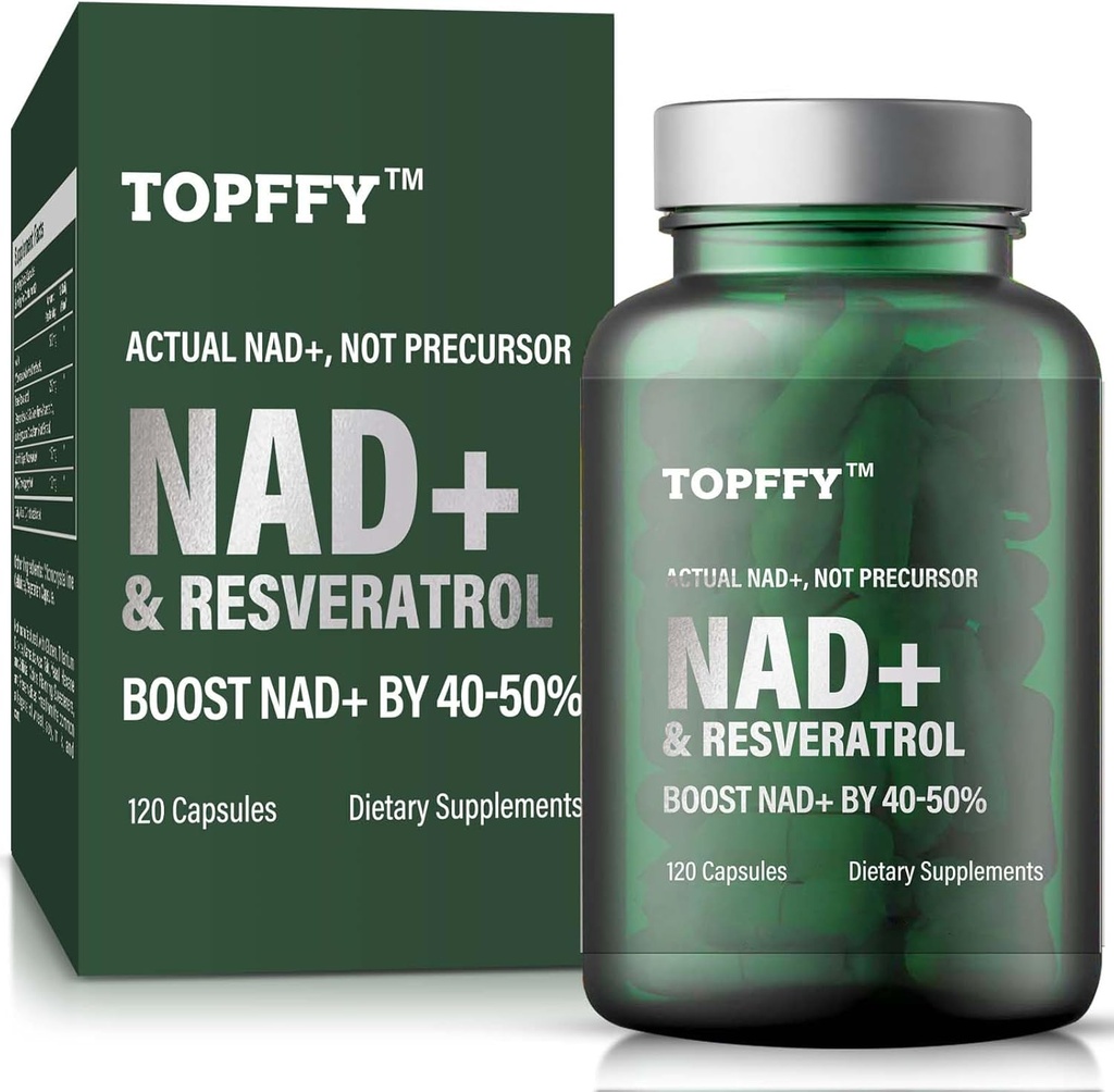 NAD + dodatek, NAD + & Resveratrol dodatek pro Max Absorpce pro podporu celulární energie, stárnutí obrany, 120 Softgels