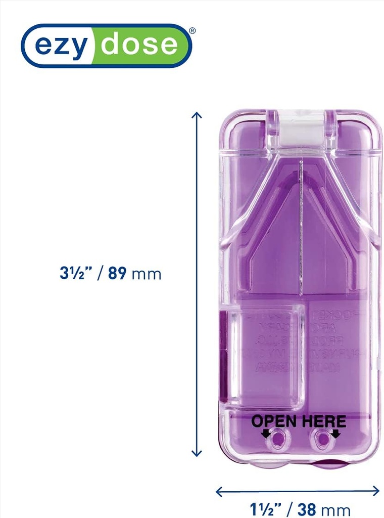 Ezy Dávka Culter a Splitter s Dipenser, Cuts Pills, Vitamíny, Tablety, nerezová ocel čepel, Travel Sized, Barvy May Vars (Balení po 2)