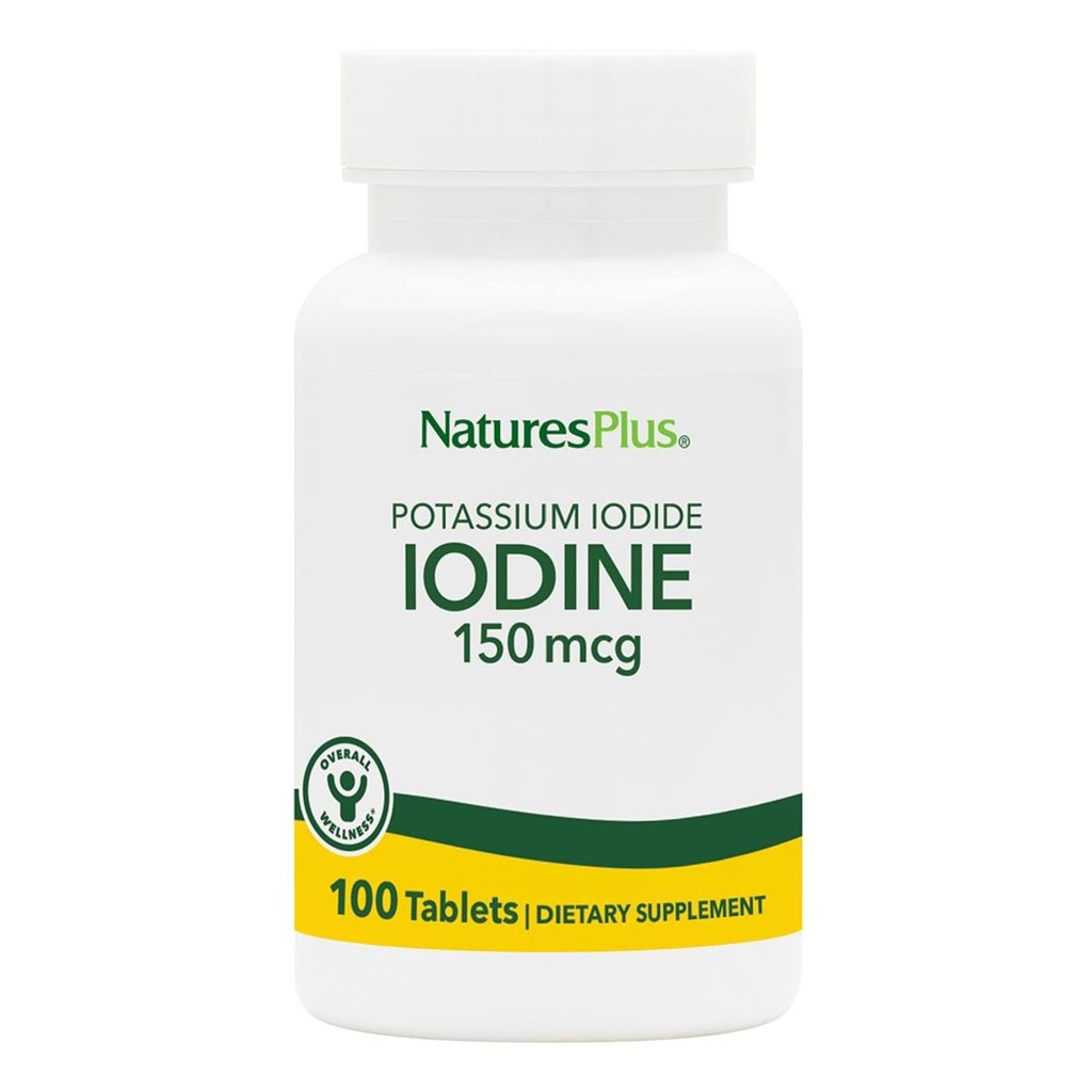 Iodid NaturesPlus Draslík - 150 mcg, 100 Veganských tablet - Dodatek pro podporu štítné žlázy, podporuje respirační zdraví - Vegetariánské, Gluten zdarma - 100 Služeb