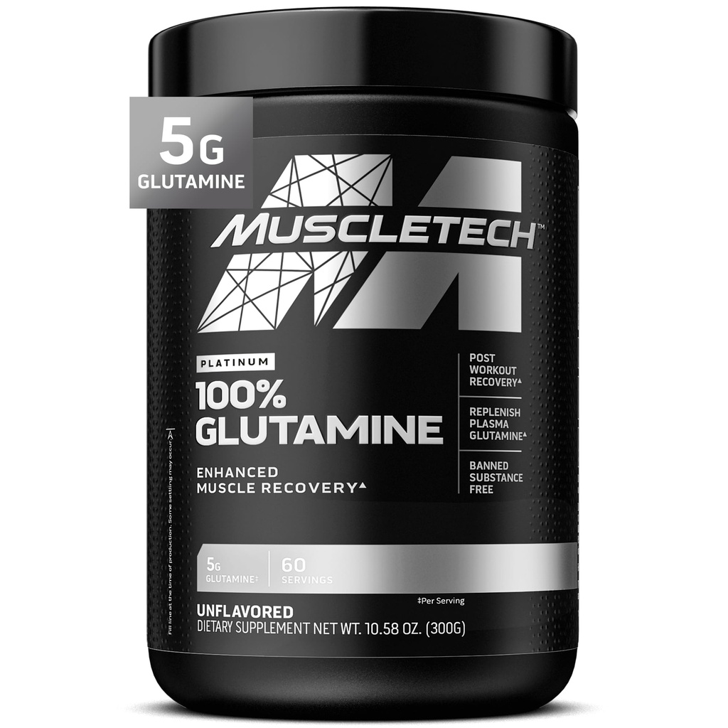 Muscletech 100% L- glutamin prášek pro zlepšení svalové obnovy - čistý L glutamin růst růst Builder & Energy zvýšení Nutriční dodatek pro muže a ženy - bez příchutí, 60 Služeb
