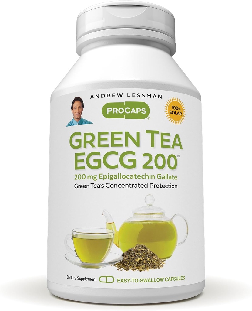 ANDREW LESSMAN Green Tea EGCG 200 mg - 360 tobolek - 200 mg EGCG, Výkonná antioxidační podpora pro zdravé funkce jater, imunitní, mozek, srdce a oběhové systémy. Žádné doplňkové látky