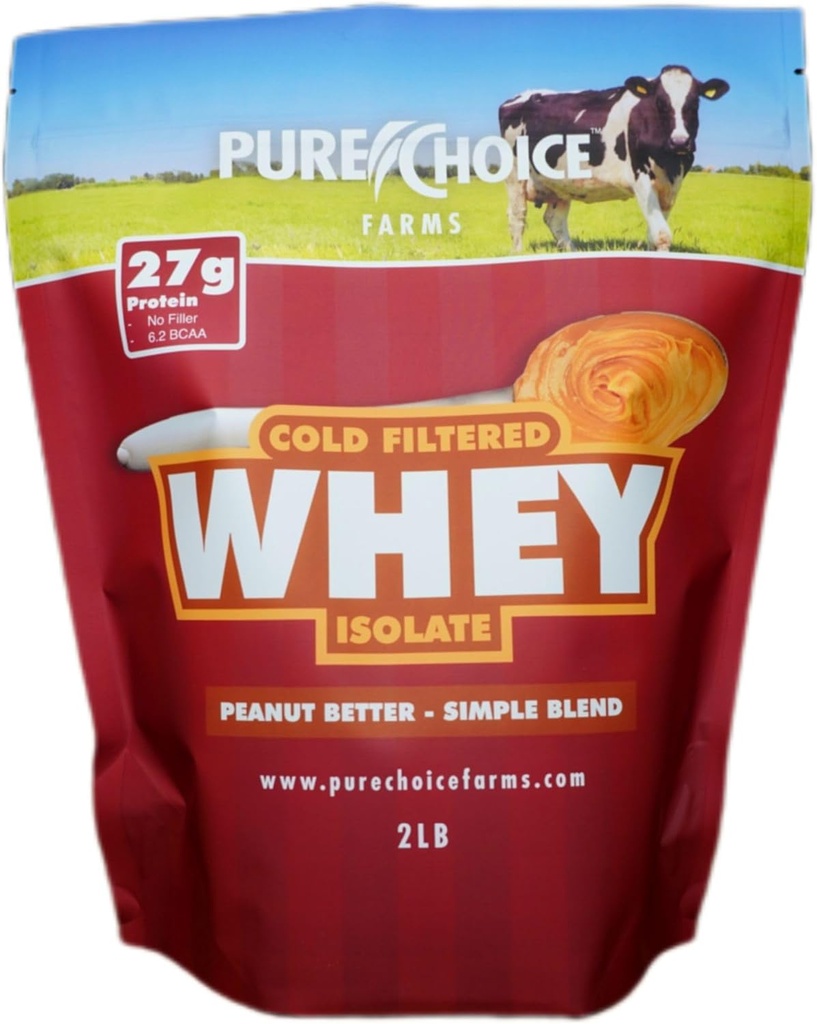 Čistá volba arašídové máslo syrovátka izolát protein prášek, 28g protein & nízký tuk, nejlepší studená filtrovaná a nedenaturovaná syrovátka, žádné plnidla nebo umělé sladkosti (arašídy lepší, 2 LB)