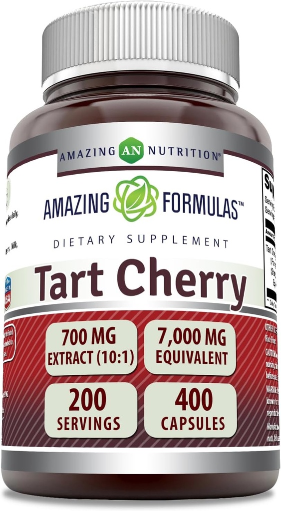 Amazing Applicas Tart Cherry Extract 700 Mg Extract (10: 1) Per Serving Kapsle Dodatek 124; Ekvivalentní k 7000 Mg CZ124; Non- GMO CZ124; Gluten Free CZ124; Made in USA (400 Počet, 1 balení)