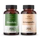 HERBAMAMA Rhoddiola Rosea and Ashwagandha Kit - Bundle 1000 mg Rhoddiola Rosea Kapsle & 1500 mg Ashwagandha Root Kapsle - Vegan, Non- GMO, Gelatin- Free - 2 Pack