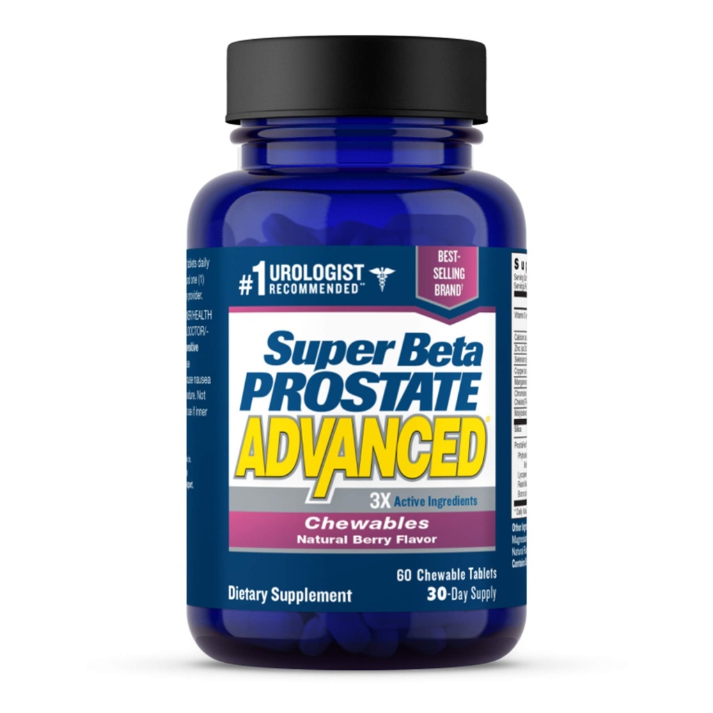 SUPER BETA PROSTÁT Advanced Chewables - dodatek k podpoře prostaty pro zdraví mužů (60 Žvýkaček, 1-láhev)