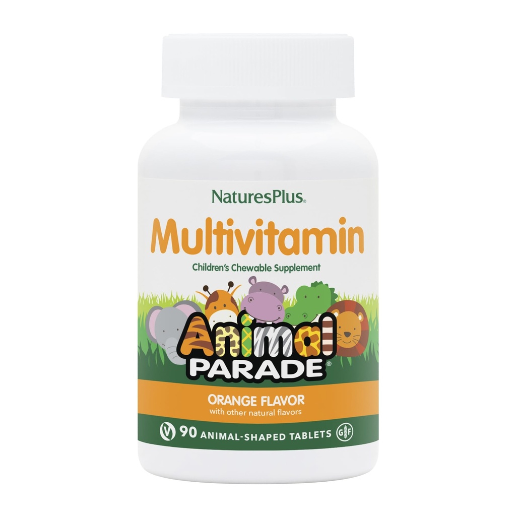 Natures Plus Animal Parade Children 's Chewable Multivitamin - Orange Flavor - 90 Animal- Shaped Tablety - Promotes Health & Well- Being - Vegetarian, gluten Free - 45 Služeb