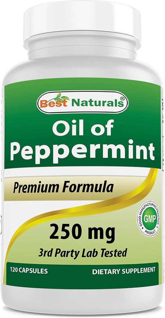 Nejlepší Naturals Peppermint Oil Bowel Soothing Dietní dodatek, 250 mg, 120 Počet