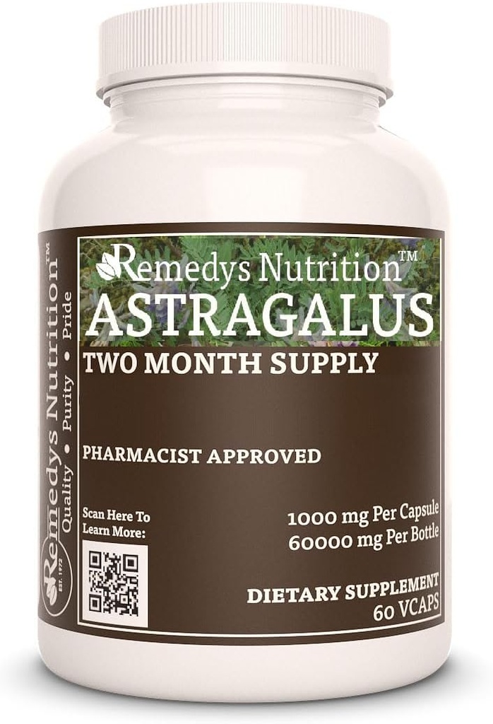 Astragalus Remedy 's Nutrition MEGA Strength 1000 mg per Capsule / 60 000 mg per Bottle Vegan VCaps